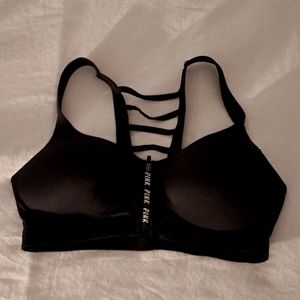 Like New Pink Zip Front Sports Bra
